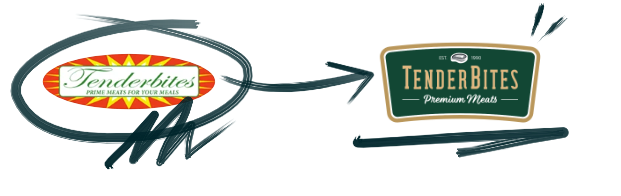 Transforming the old TenderBites logo into a brand-new, improved logo.